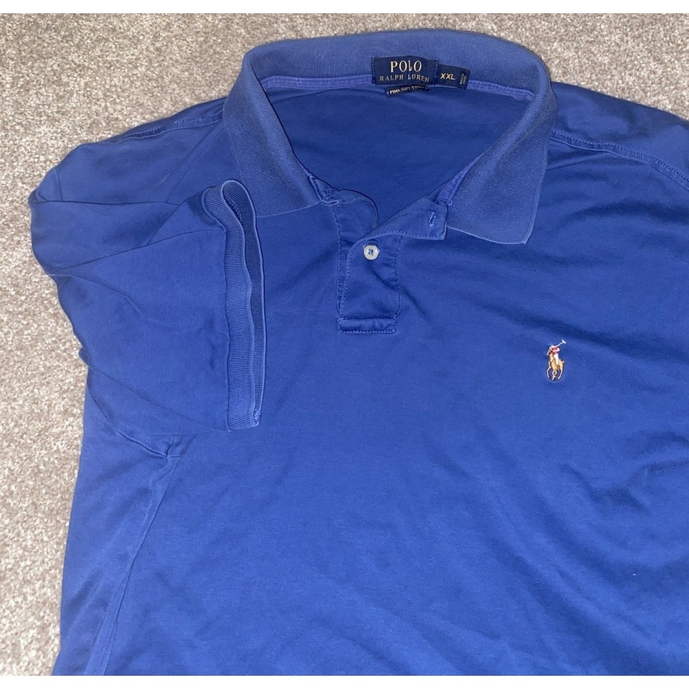 Polo Ralph Lauren Shirt Mens XL Blue Short Sleeve Flesh Pony Soft Cotton Preppy